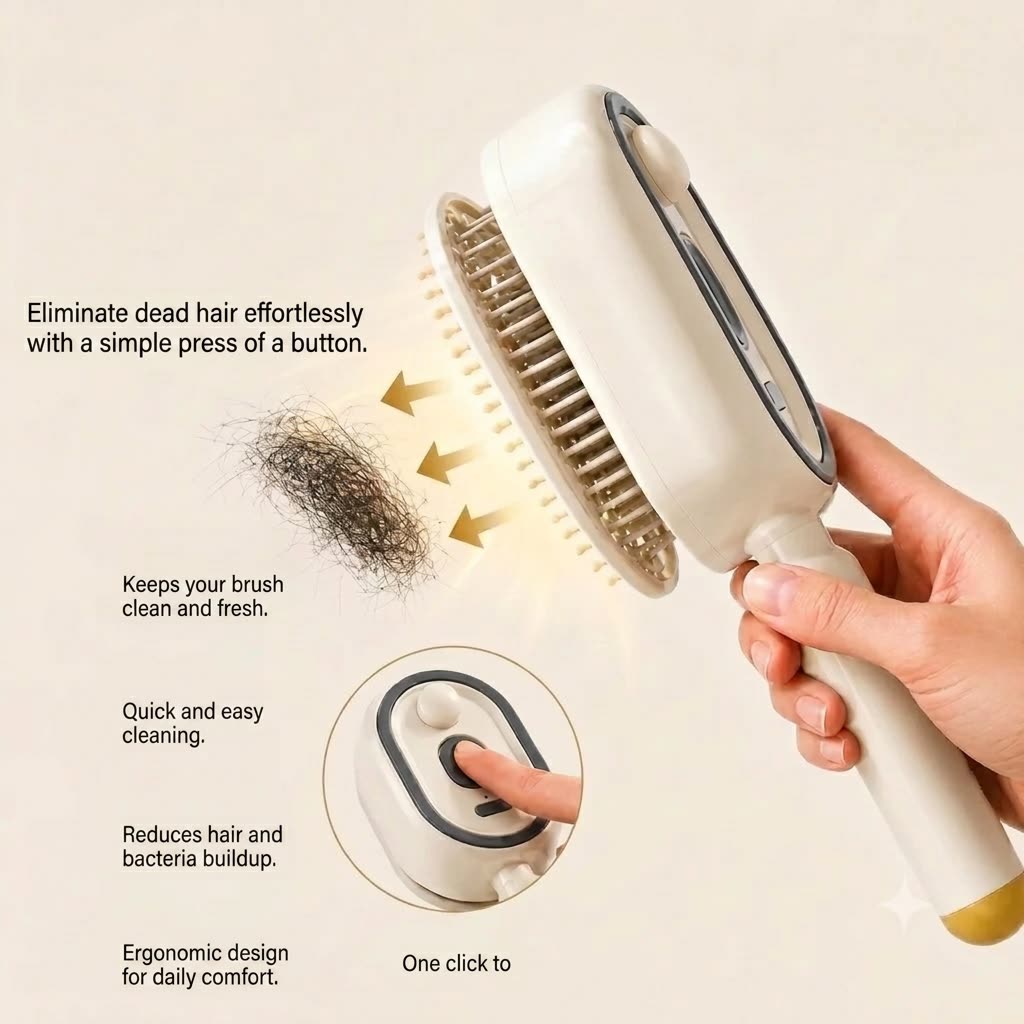 Auto-nettoyante : un clic et les cheveux tombent