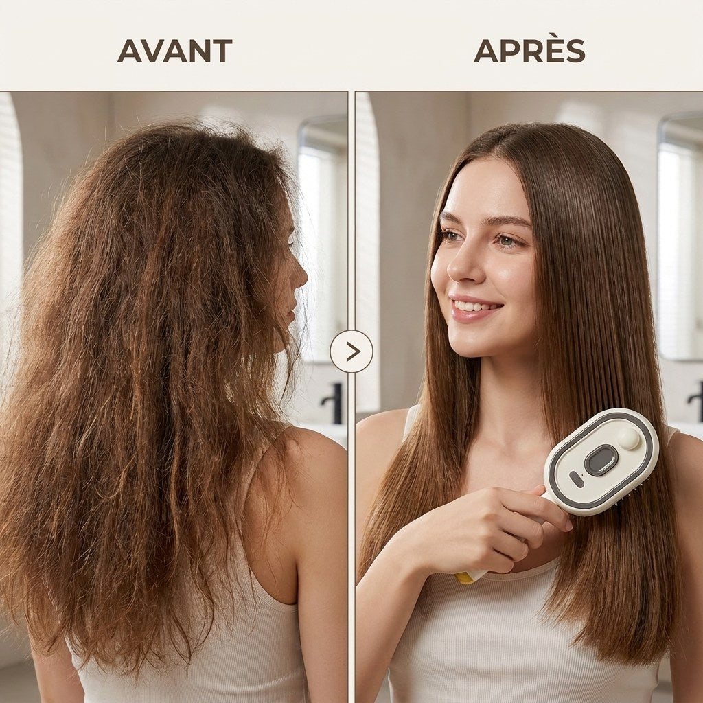 Avant / apr&egrave;s : cheveux lisses et brillants